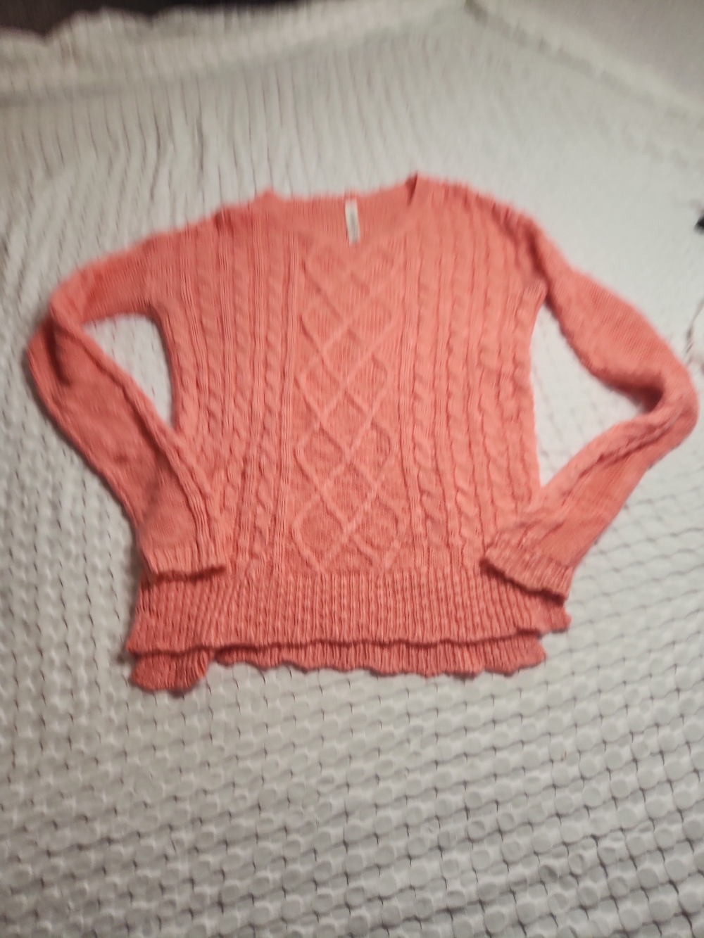 Aeropostale Coral Cable Knit Crewneck Sweater